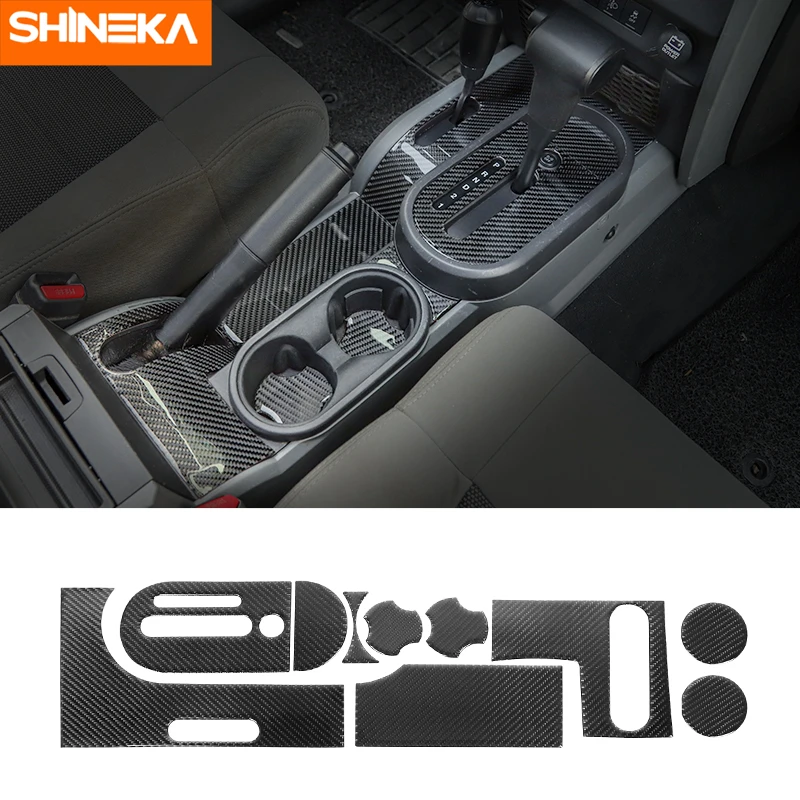 Gearshift trim SHINEKA интерьерные молдинги для Jeep Wrangler JK 2007-, декоративные наклейки из углеродного волокна, комплект аксессуаров для Jeep Wrangler JK - Название цвета: Gearshift trim