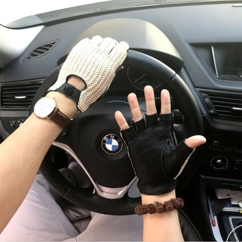 Перчатки из натуральной кожи импортные Deerskin локомотив мужские мотоциклетные перчатки женские перчатки из натуральной кожи для фитнеса Нескользящие AM014A - Цвет: Черный