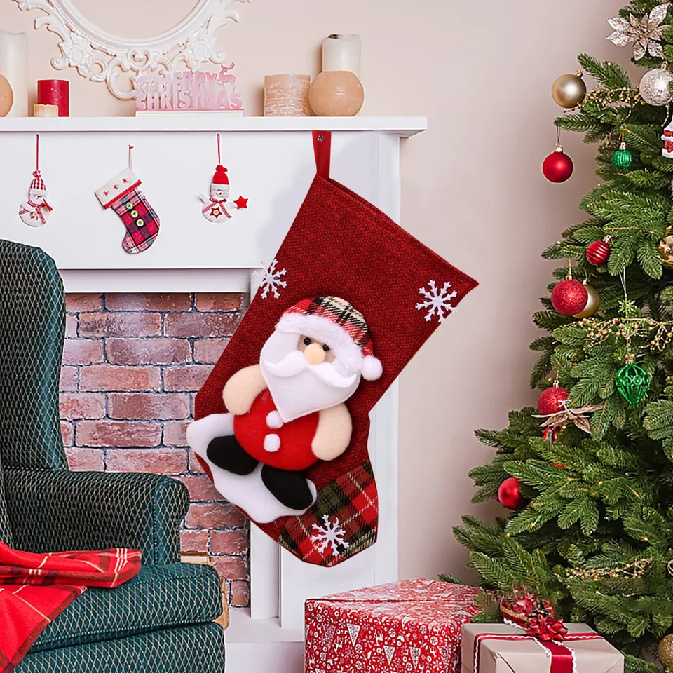 4 Medias De Navidad 18'' Punto Botas De Navidad Para Colgar | Envío gratis
