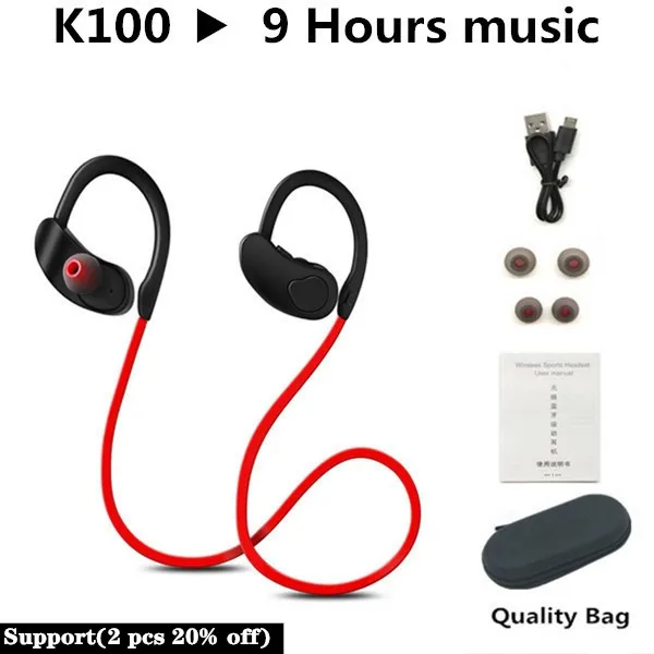 XEDAIN, Bluetooth наушники, беспроводные наушники, бас, устойчивое, наушники, Bluetooth, Спортивная гарнитура, стерео наушники с микрофоном для телефона - Цвет: K100 Red