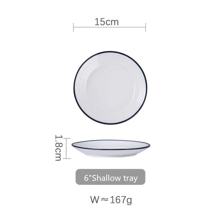 6inch Shallow tray White screw Thread Dinner Plate Ceramic Kitchen Plate Tableware Set Food Dishes Rice Salad Noodles Bowl Soup Bowl 1pc - Цвет: 6inch Shallow tray