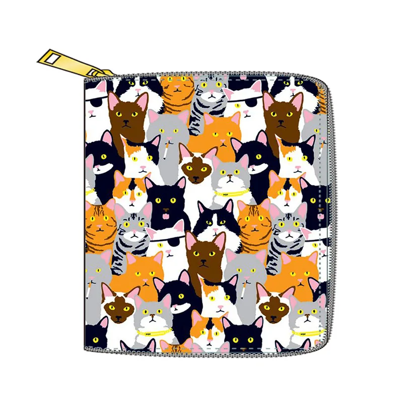 

Short PU Leather Wallet Cartoon Cat Zipper Wallet Coin Purse PU Leather Wallet Card Holder Purse for Gift Money Bag