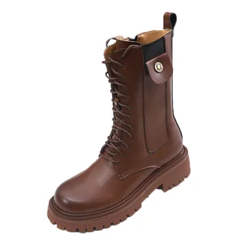 

shoes for women Short boots women's leather ins net red platform boots Martin boots mid-tube boots women boots