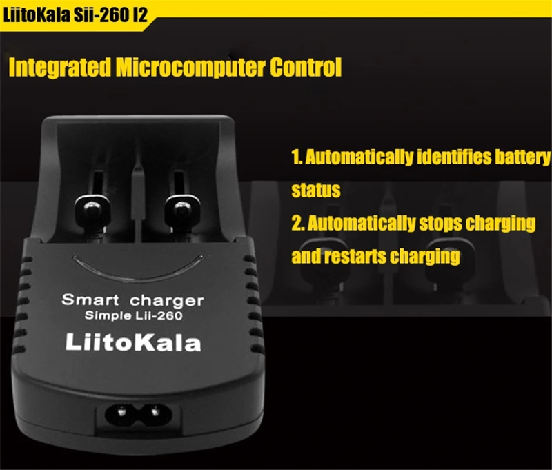 LiitoKala Sii-260 I2 Smart 18650 26650 зарядное устройство для литий-ионных/никель-металл-гидридных/никель-кадмиевых аккумуляторов AA AAA 16340 22650 US Plug кабель переменного тока