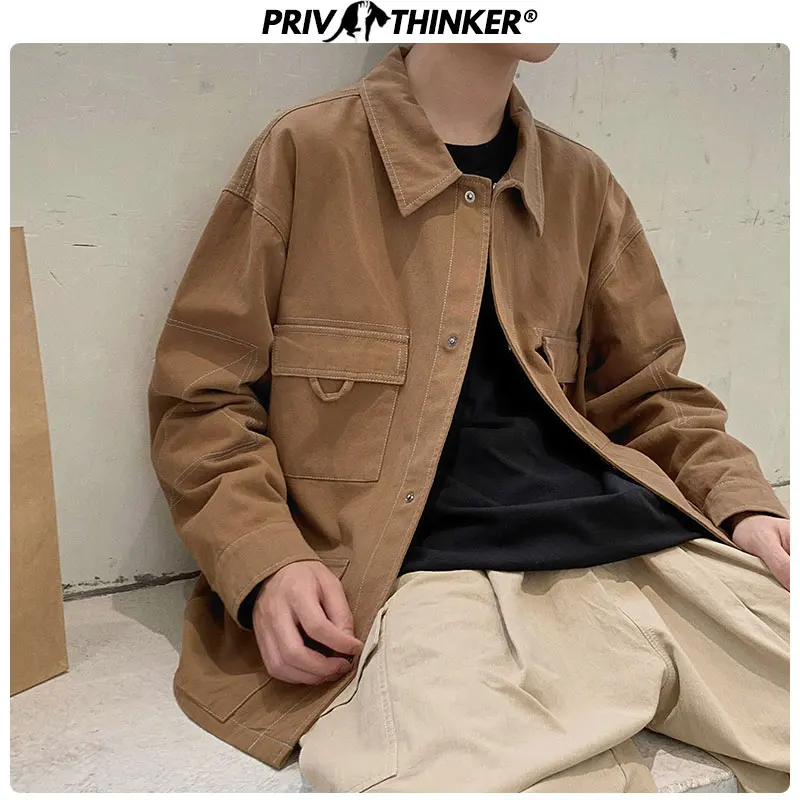 Privathinker, мужские повседневные модные куртки в стиле сафари, мужские осенние дизайнерские черные топы, пальто, 3 цвета, куртка в стиле хип-хоп