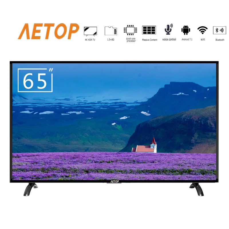 Free shipping-flat screen tv android television 65 smart tv 4k led screen tv with DVB-T2/S2
