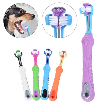 

Dog Toothbrush Soft Plush Pet Cat Toothbrush with Three Sided Dogs Rubber Tooth Brush Bad Breath Tartar Teeth Tool Pet Supplies