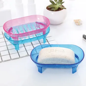 

1 Pcs Simple Soap Box Bathroom Plastic Large Drain Soap Toilet Bathroom Soap Box Soap Holder Creative