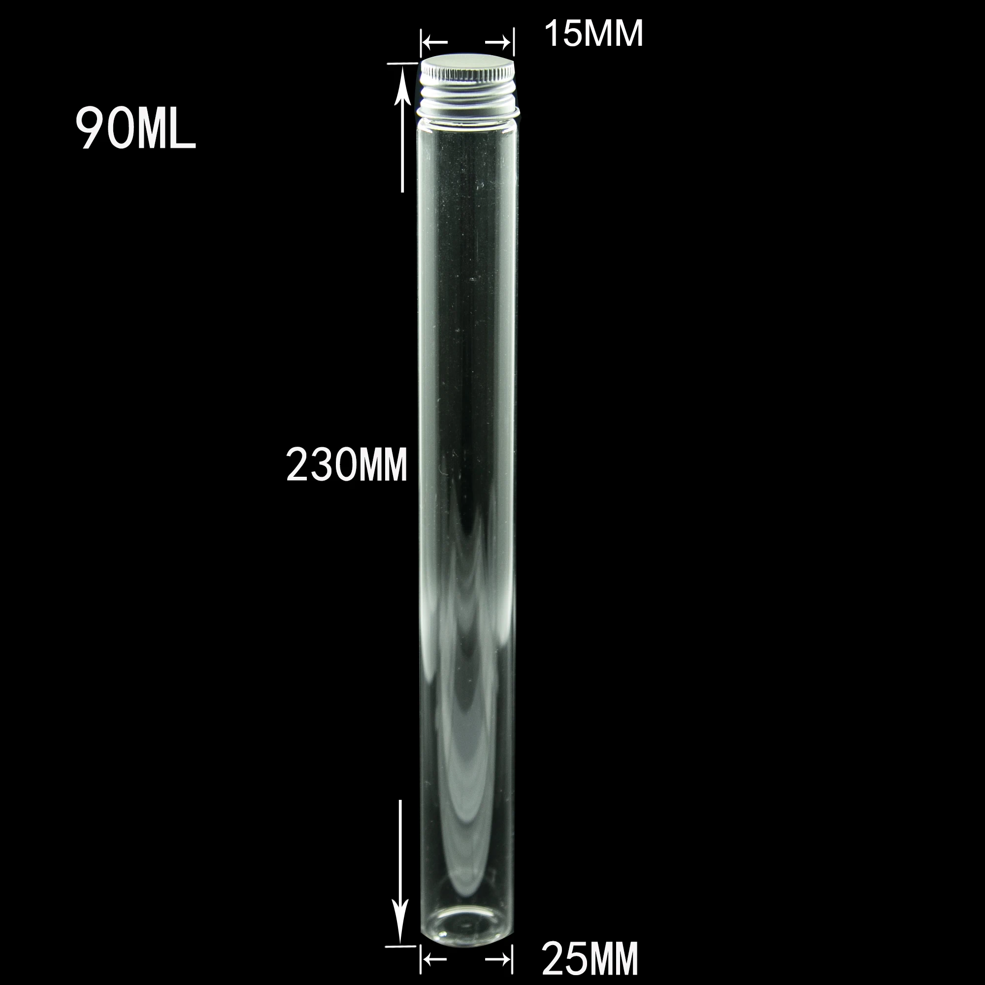 25x230mm Empty Glass Bottles With Screw Aluminum Cap Long Glass glycyrrhiza sweets Honey bottle Vials Stand 90ml Vase Jars 24pcs 2