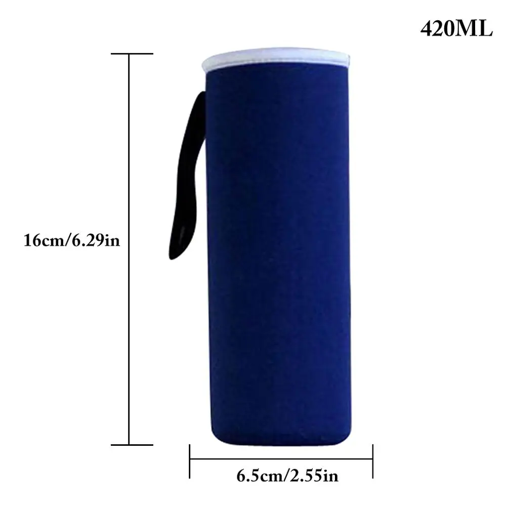 Blue 420ml Спортивная крышка для бутылки воды, Неопреновая изоляционная втулка, сумка, чехол для 550 мл, портативный набор вакуумных чашек, спортивные аксессуары для кемпинга - Цвет: Blue 420ml
