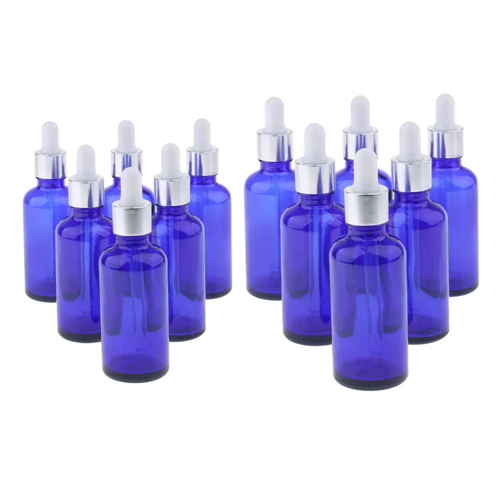 12 Pieces Glass Bottles(30+50ml) for Perfume, Essential Oil, Refillable, Cosmetic Container Vials with Pipette