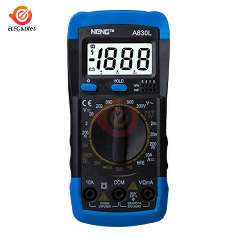 Blue grey A830L ЖК-цифровой мультиметр портативный DC AC напряжение диод Freguency мультиметр тестовый зонд ручной Вольт Тест er ток Омметр - Цвет: Blue grey