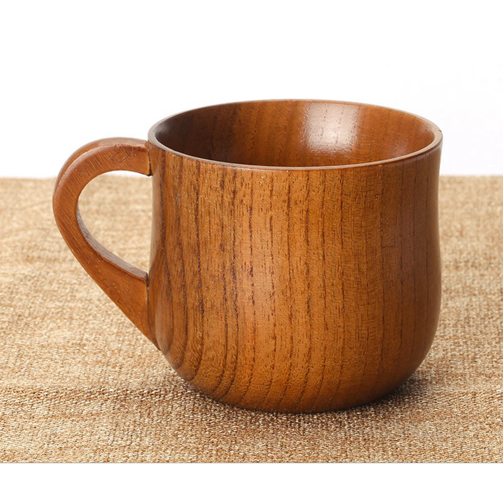 Wooden Beer Mug Crafts Drinking Cup Pint Wood Cups, Handmade Tumblers Teacup With Handle For Hiking Camping Outdoor Sports