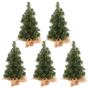

10PCS Linen Base Mini Artificial Christmas Tree Showcase Lifelike Desktop Christmas Tree Ornament for Decoration (30CM)