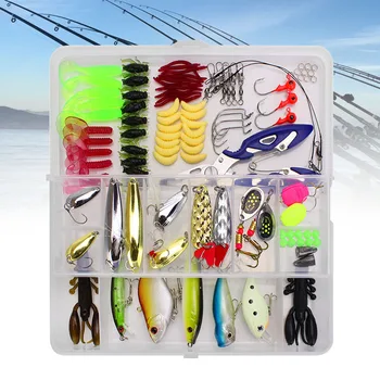 

101pcs/set Minnow Popper Hooks VIB DIY Accessories Fishing Tackle Spinner Hard Spoon Lure Kit Box Crankbait Soft