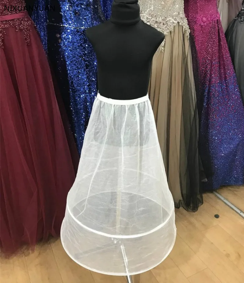 

Wholesale 2 Hoops Petticoat A-Line Ankle-Length Full Slips Bridal Underskirt Elastic Empire Waist Wedding Prom Dress Crinoline