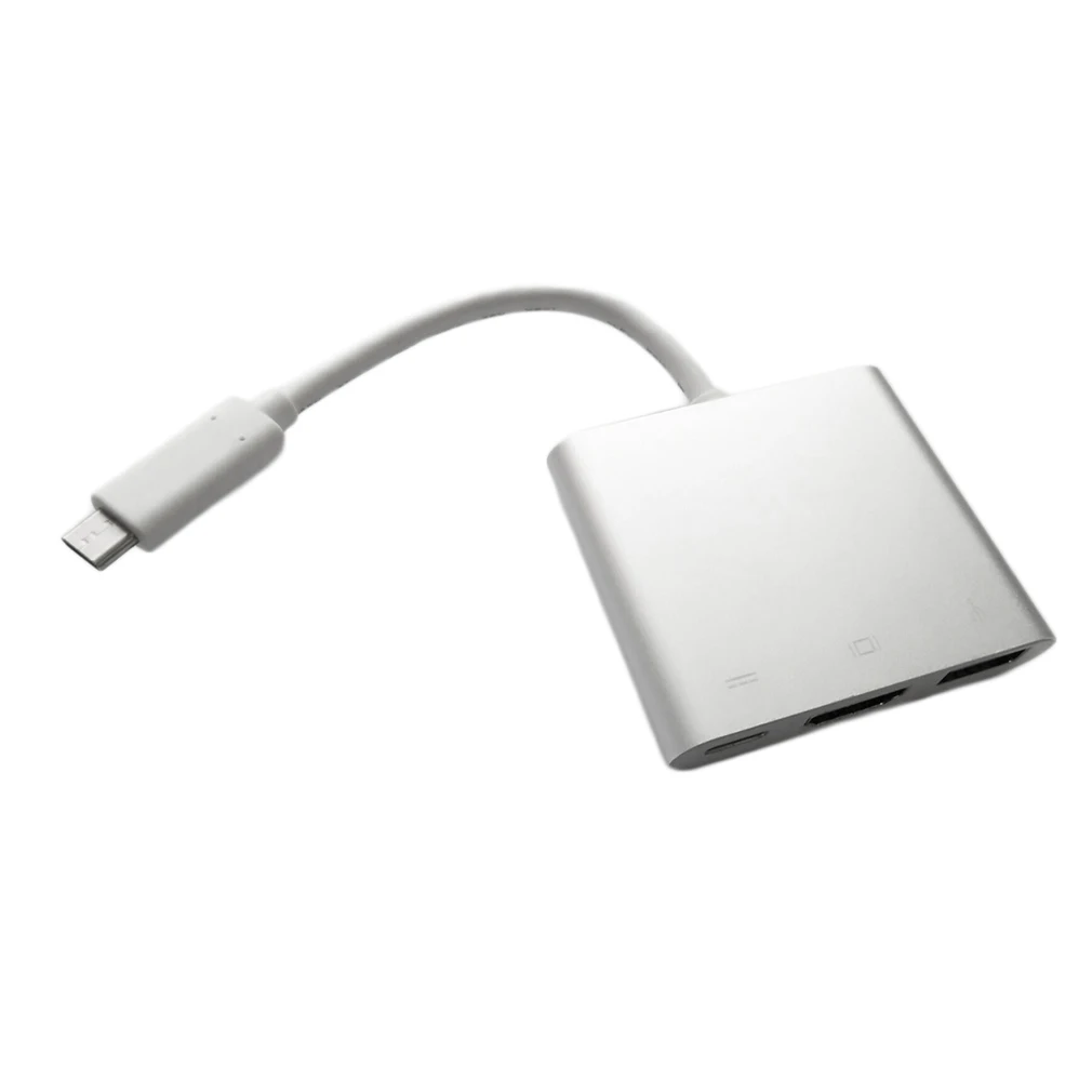 Профессиональный USB 3,1-HDMI+ USB 3,1+ USB 3,0 адаптер конвертер алюминиевый корпус Прочный USB кабель конвертер серебристый