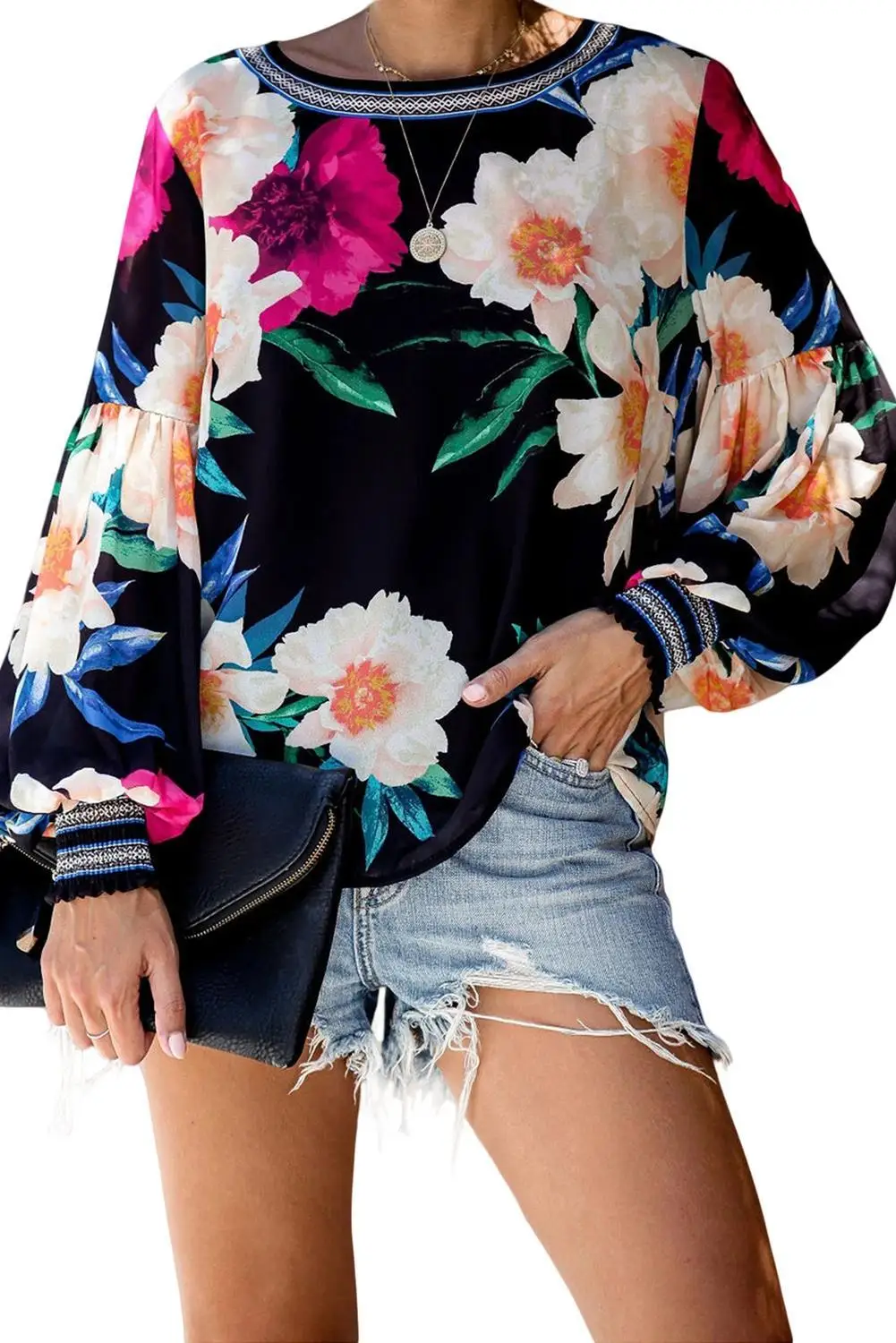 LIVA GIRL, богемные блузки и топы с цветочным принтом, готический стиль, Женский пуловер с длинным рукавом, водолазка, весна - Цвет: 252677 black