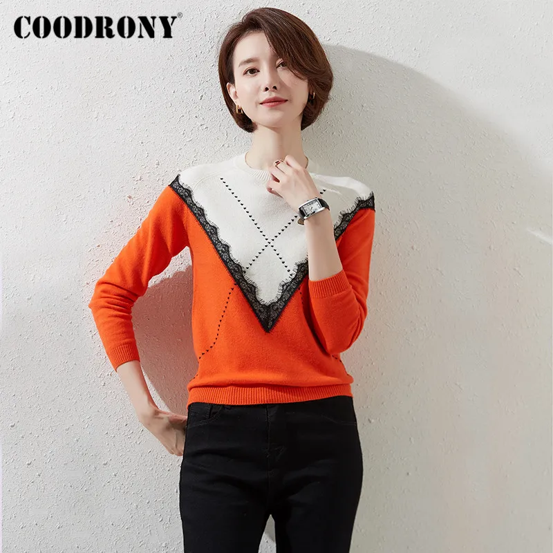 COODRONY Brand Autumn Winter Streetwear Slim Pullover Sweaters Women Knitted Soft Merino Wool Casual Warm Female Jumpers W1117