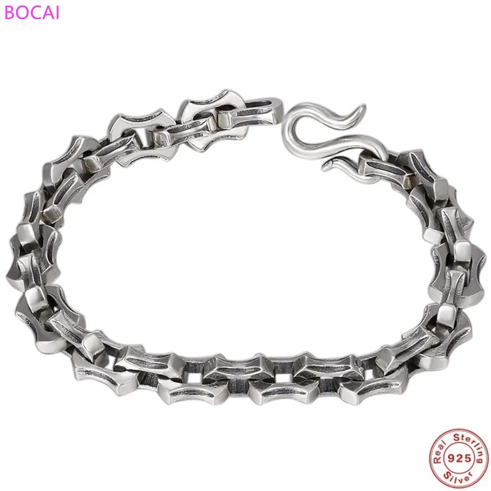 US $57.76 BOCAI S925 Sterling Silver Bracelet For Men 2021 New Fashion Retro Thai Silver Domineering Hand Chain Pure Argentum Jewelry