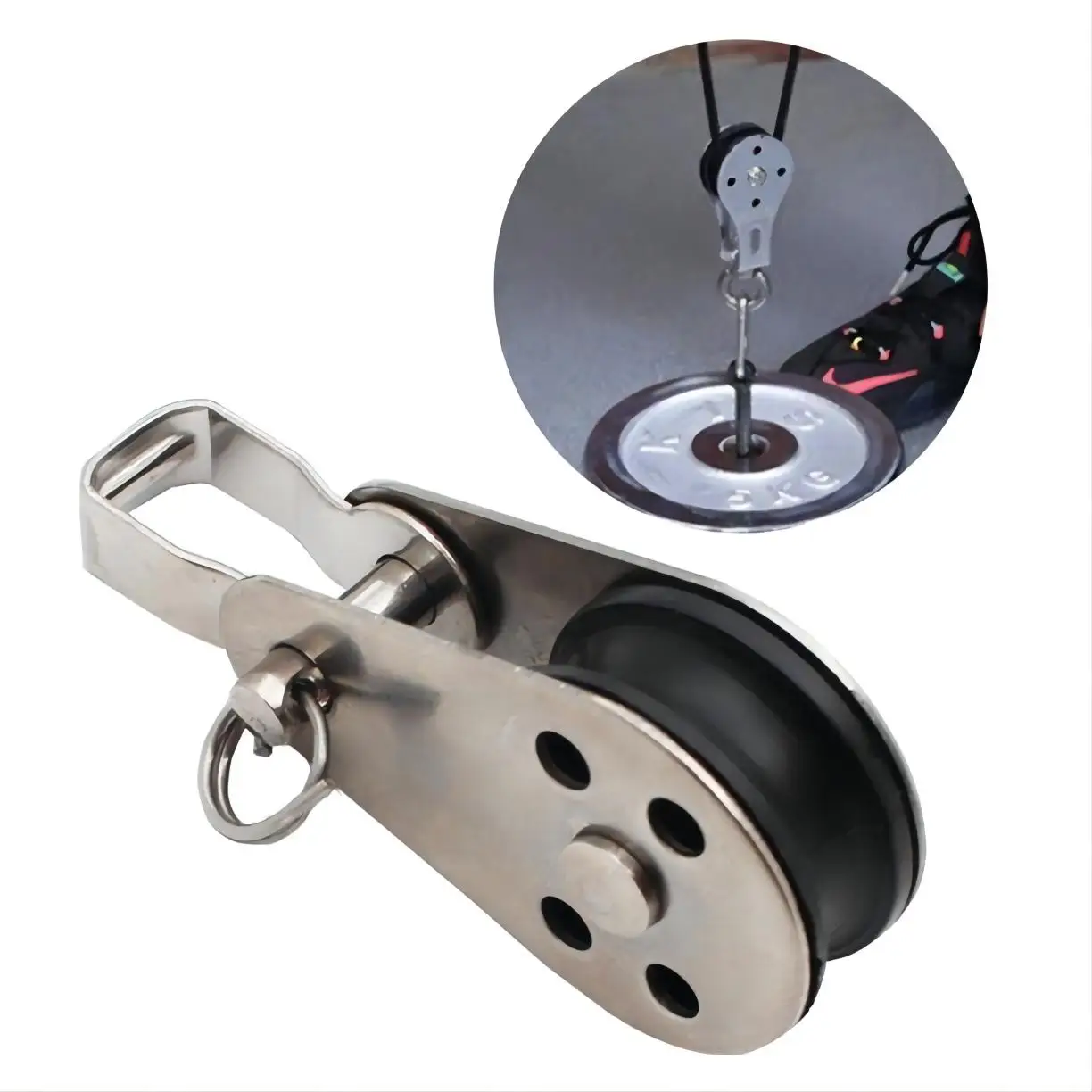 25mm Stainless Steel Pulley Single Wheel Load Bearing Swivel Lifting Rope Pulley Blocks Rope Runner Kayak Boat Accessories fitness cable pulley fitness pulley cable fitness pulley