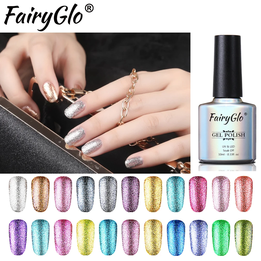 FairyGlo 10 мл Блеск УФ-гель для ногтей Platinum лак замачиваемый Супер Блеск Мерцающий Гель-лак для маникюра DIY ногтей художественный Гель-лак для ногтей