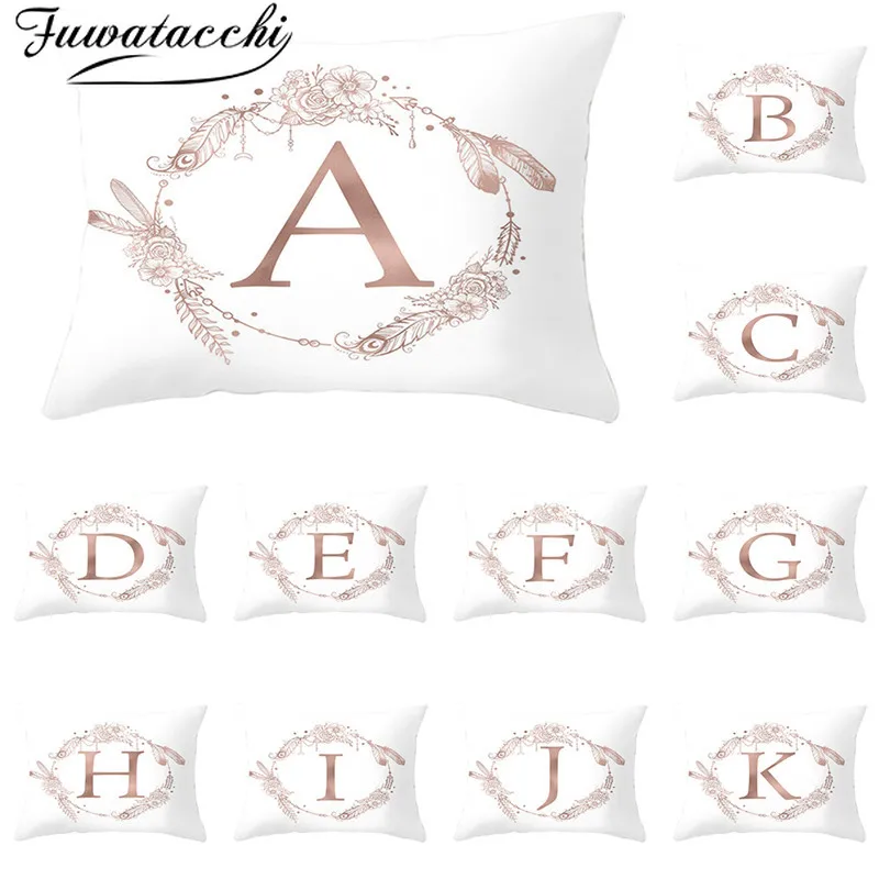 

Fuwatacchi White Background A-Z Letter Cushion Covers Polyester Pillowcase for Home Sofa Decorative Throw Pillow Covers 30*50cm