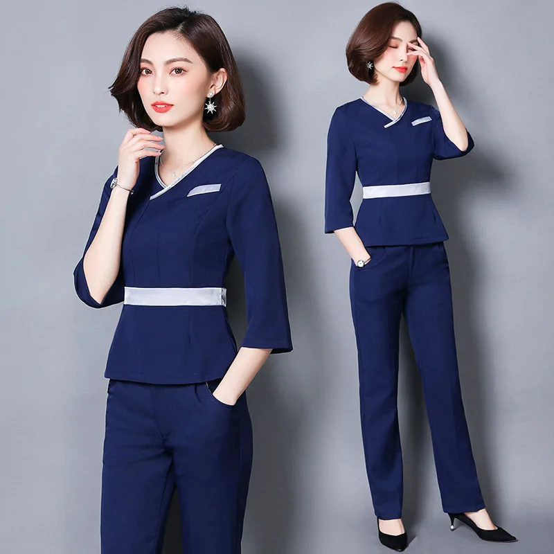 

Beautician Work Clothes Women's Uniform Beauty Salon Spa Health Museum Foot Clubhouse Spring And Autumn Business Trousers Case