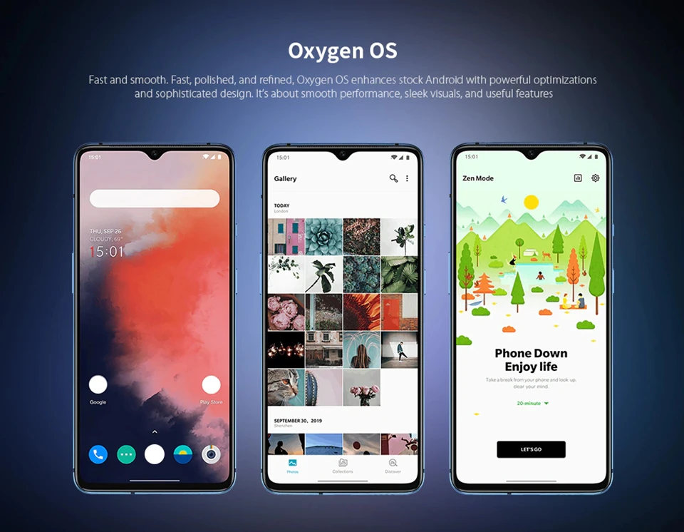 Глобальная ПЗУ Oneplus 7T 6,55 дюймов кислородная ОС на базе Android 10 Восьмиядерный процессор Snapdragon 855 Plus 8 ГБ ОЗУ 128 Гб ПЗУ аккумулятор 3800 мАч