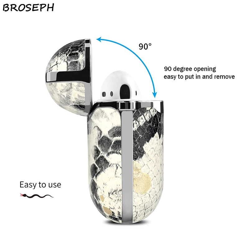 Luxury Snake Real Leather Earphone Case For Airpods Pro Wireless Bluetooth Headphone Protective Cover For Airpods Portable Funda
