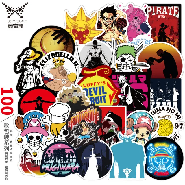 50-100PCS One Piece Graffiti Stickers Cartoon Decals Stickers Gifts for Children to Laptop Suitcase Guitar Fridge Bicycle Car