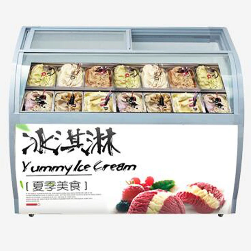 

Popsicle Showcase Commercial Ice Porridge Cabinet Cold Drink Shops Ice Cream Display Cabinet 200W