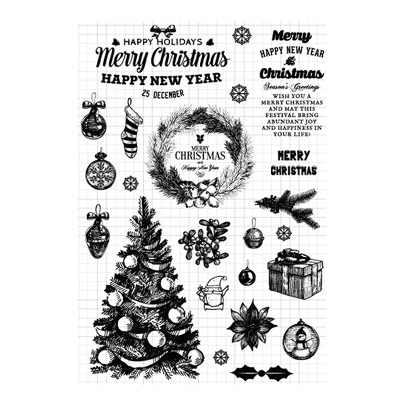 

Clear Stamps for DIY Scrapbooking Card Merry Christmas Tree New 2019 Transparent Silicone Stamps Making Photo Album Crafts Decor