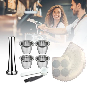 

Stainless Steel Reusable Capsule Metal Permanent Coffee Hammer + Spoon Brush Non-toxic Non-fading Non-rusting