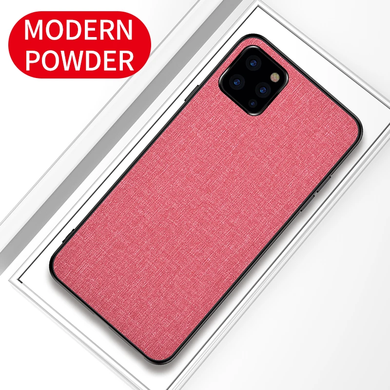 pink Чехол для Apple iphone 11, роскошный мягкий силиконовый край, тканевая задняя крышка, защитный чехол для iphone 11 Pro Max iphone 11 11Pro - Цвет: pink