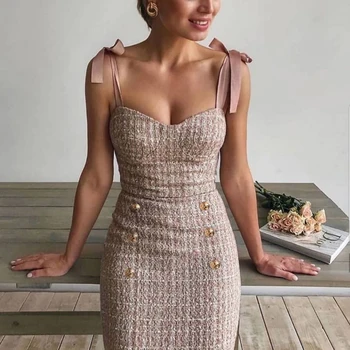 

2020 Sexy Club Mini Dress Pencil Women Bodycon Party Dress Bow-Knot Shoulder Strap Women'S Short Dress Short Club Dress