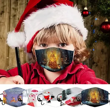 

Mascarillas 5PC Reusable Children Christmas Face Mask Washable Windproof Fog Haze Mask