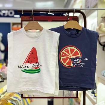 

7plus1 kids boys summer vest fashion fruit watermelon cute sleeveless Tee cotton orange clothing T-shirts for 2-7 y 6pcs/lot