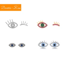 Серьги-гвоздики «глаз демона», титановая инкрустация из нержавеющей стали, циркониевые серьги, серебристые модные трендовые женские ювелирные изделия в подарок