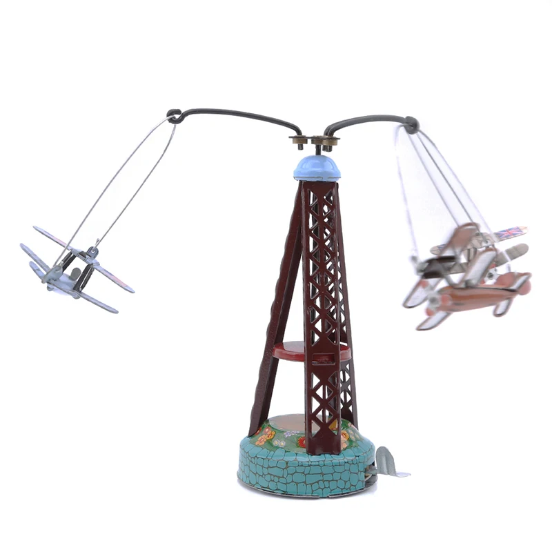 Vintage Wind Up Rotating Airplane Carousel Clockwork Toy Collectible Gift