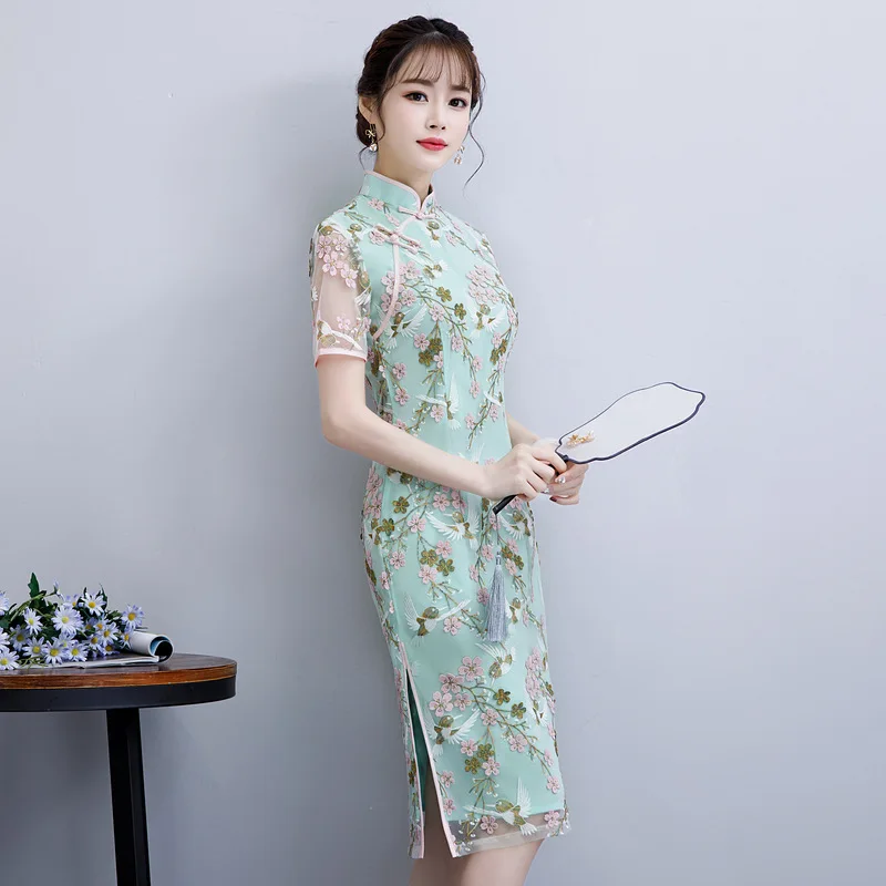 Новинка, модное женское Платье До Колена, Cheongsam, китайское женское элегантное платье из полиэстера, Vestidos, Размеры S M L XL XXL XXXL 12946