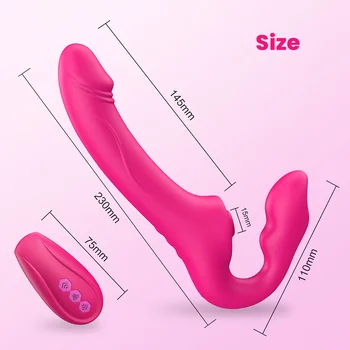Strapless Strap-on Dildo Vibrator Female Double Vibrating Clitoris Stimulator Anal Vibrator for Women Sex Toy for Couple Lesbian 6