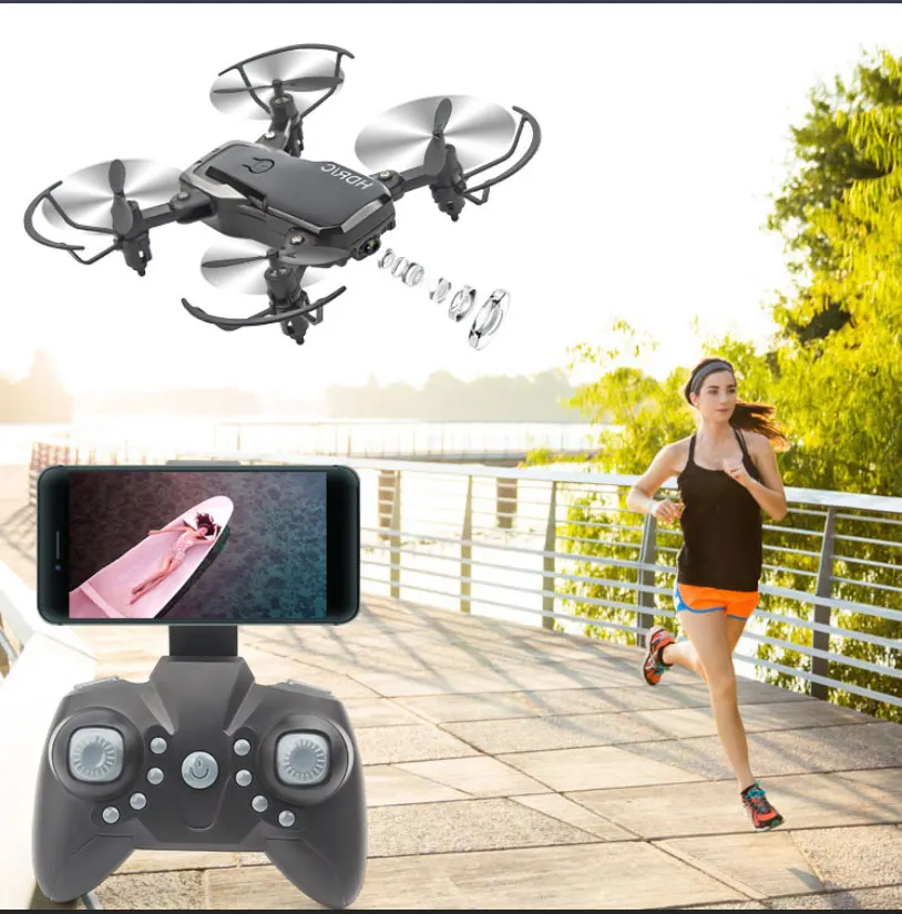 

HD Wide-angle Lens Folding Mini Drone Real-time Aerial Camera RC Helicopters Air Pressure Fixed Height Four-axis Aircraft Toy