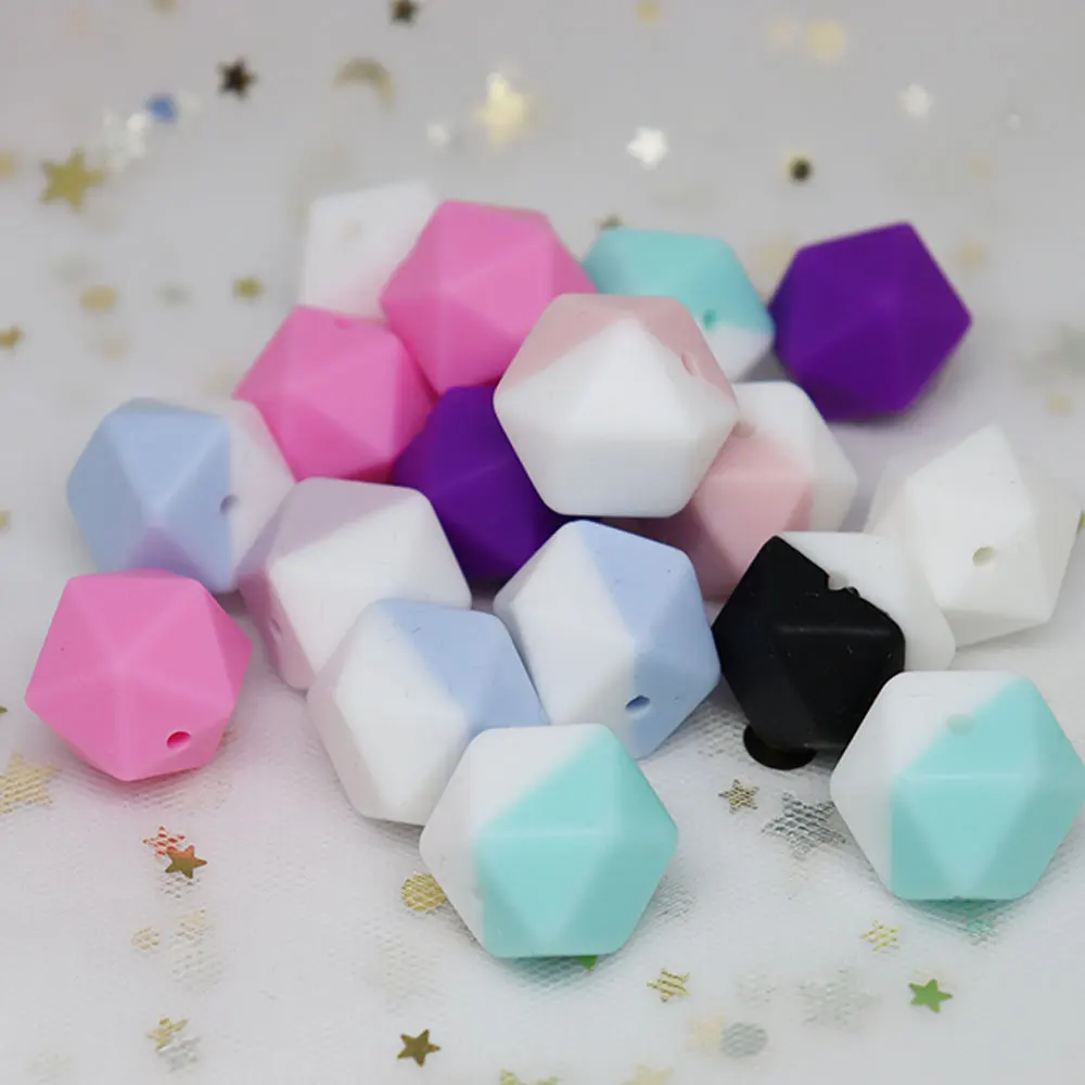 10 шт./лот шестигранные силиконовые бусины Icosahedron Детские для прорезывания зубов