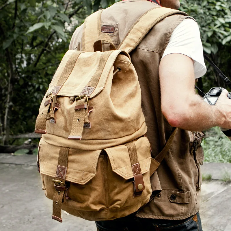

Camera Bag Multi-functional Shoulder Canvas Outdoor Travel Waterproof Casual Backpack Canon Single-lens Reflex Camera Light Came