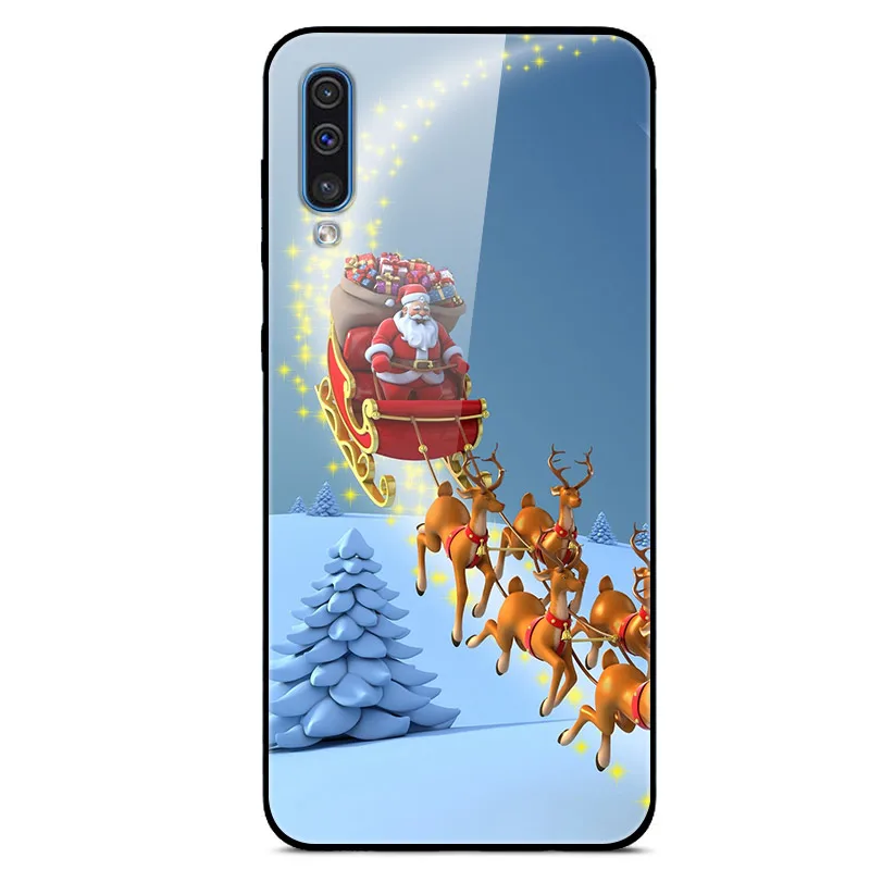 24 Рождественский чехол для samsung Galaxy A80 A70 A50 A30 A20 A20E A10 A10E закаленное Стекло Твердый переплет для samsung A30S A50S A70S бампер - Цвет: 24