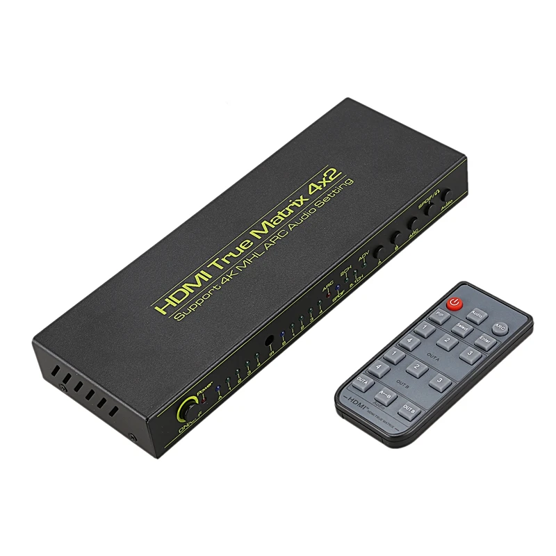HDMI матрица 4X2 сплиттер переключатель поддержка ARC/PIP/аудио экстрактор/EDID, True Matrix HDMI сплиттер усилитель переключателя