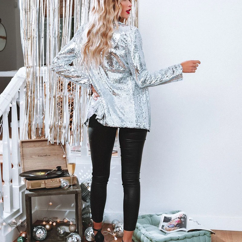 Elegant Glitter Sequin Shiny Party Jacket
