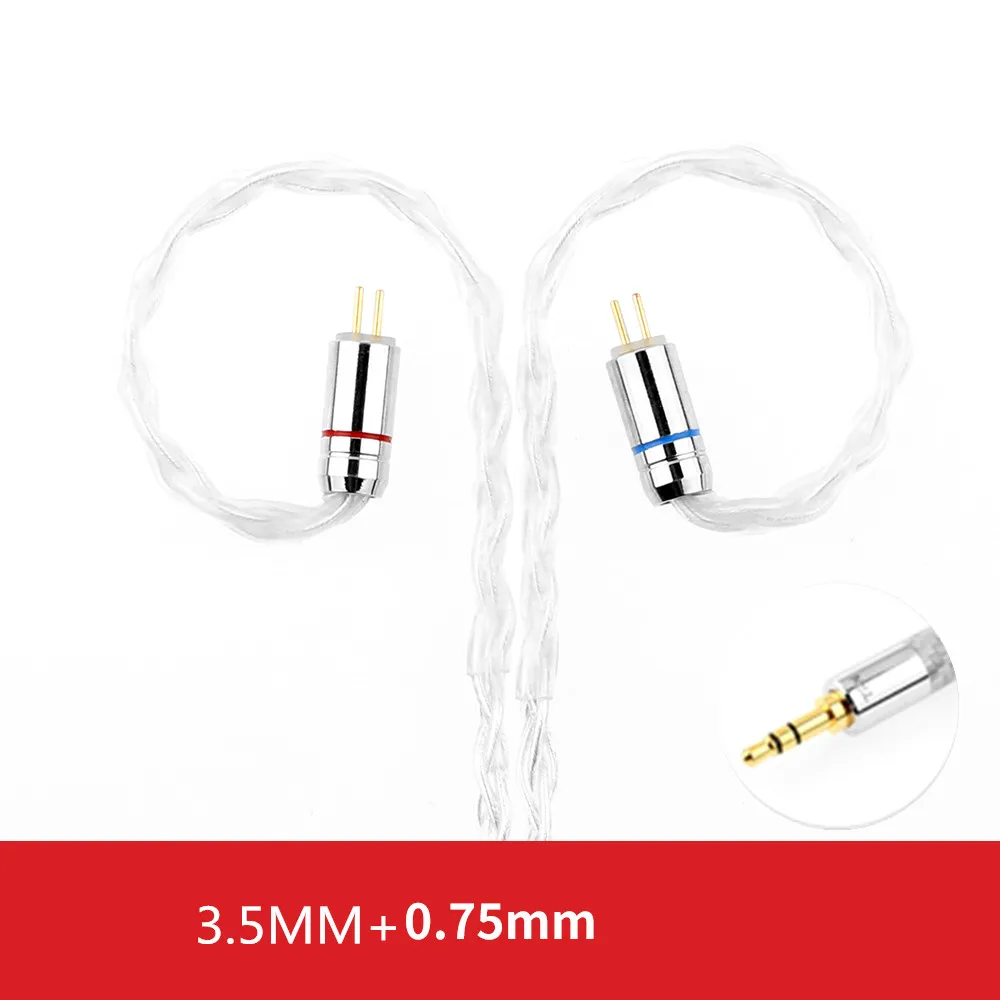 3.5mm 0.75mm T3 кабель для обновления наушников из чистого серебра 2,5 3,5 мм 0,75 0,78 MMCX разъем используется для FIIO TFZ QDC SE846 ZST ZS10 ZSN T2 PRO гарнитура - Цвет: 3.5mm 0.75mm