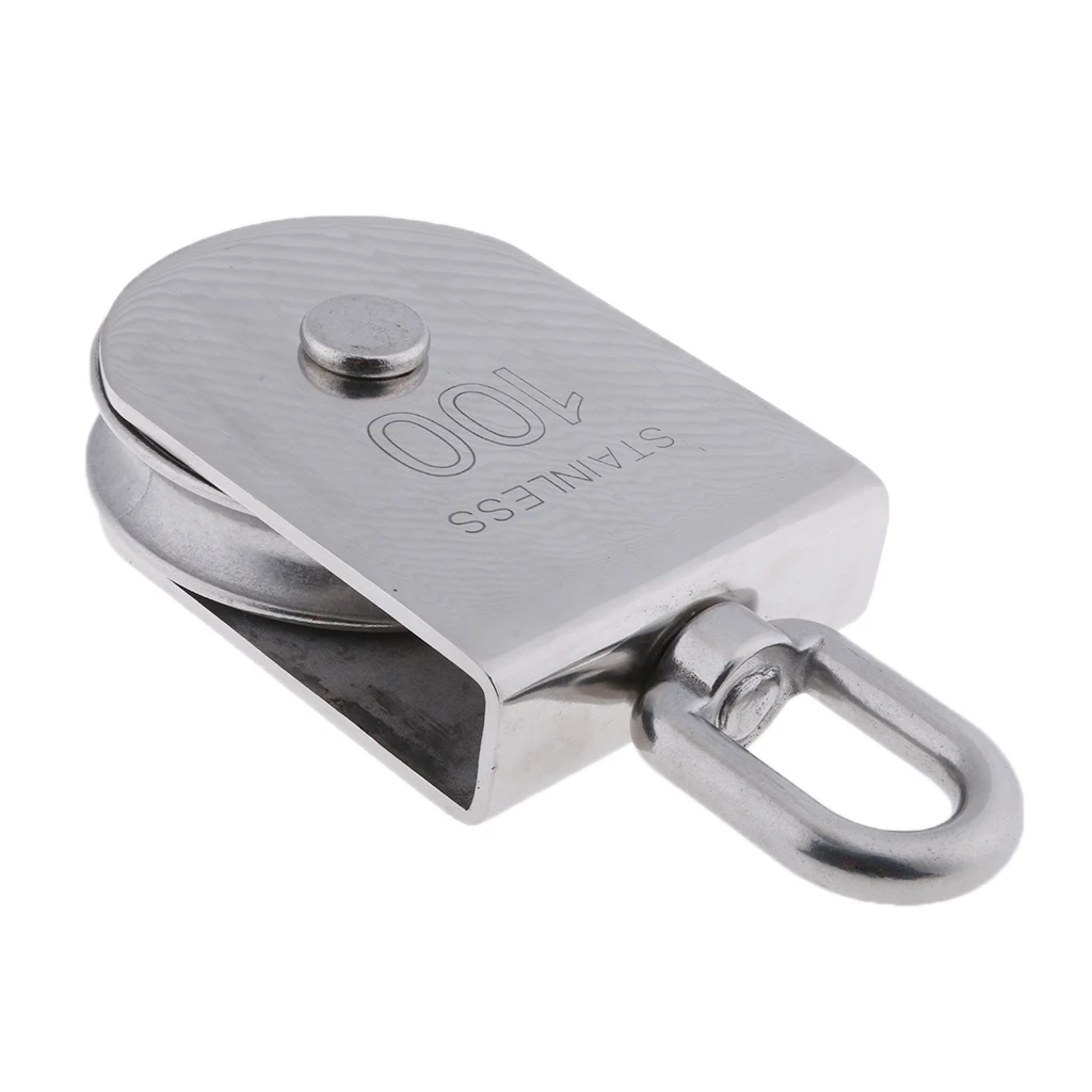 100mm 304 Stainless Steel Single Wheel Swivel Lifting Rope Pulley Block